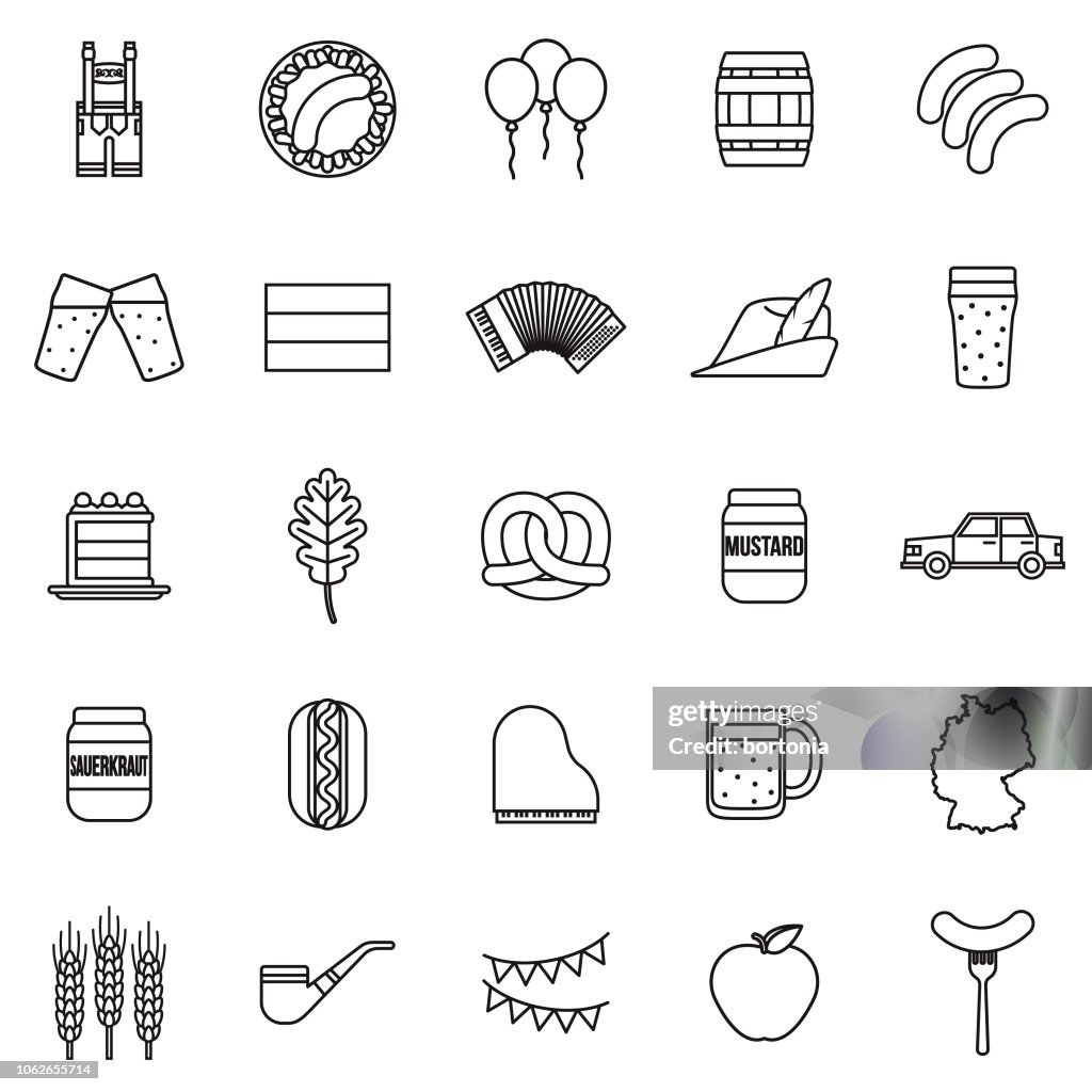 Deutschland-dünne Linie-Gliederung-Icon-Set