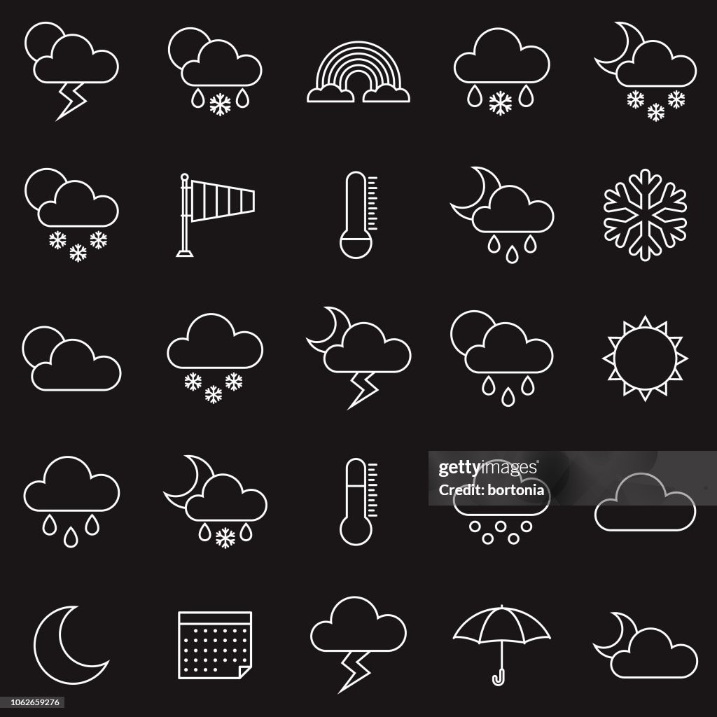 Wetter-dünne Linie-Gliederung-Icon-Set