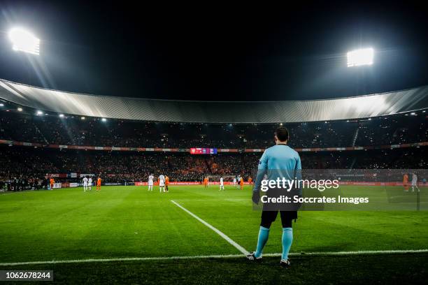 General view from Stadium of Feyenoord during the UEFA Nations league match between Holland v France at the Feyenoord Stadium on November 16, 2018 in...