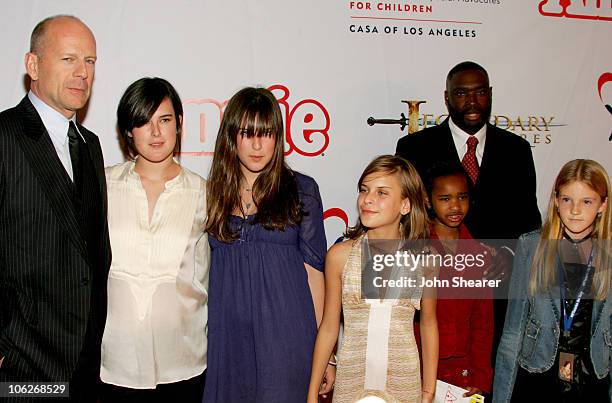 Bruce Willis, daughters Rumer, Tallulah Belle and Scout Larue, Antwone Fisher and guest