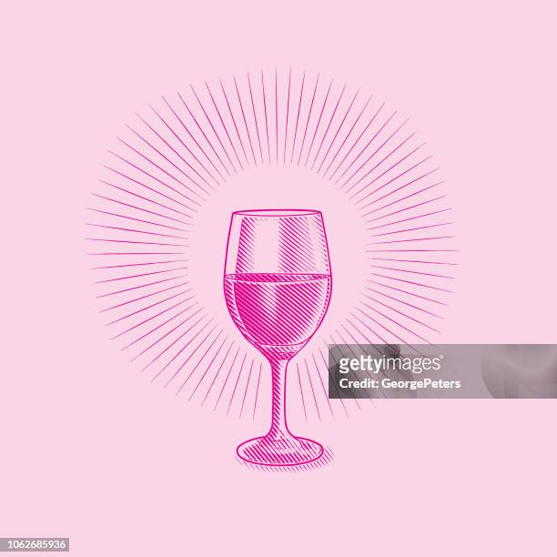 ilustrações, clipart, desenhos animados e ícones de copo de vinho - vinho rosé