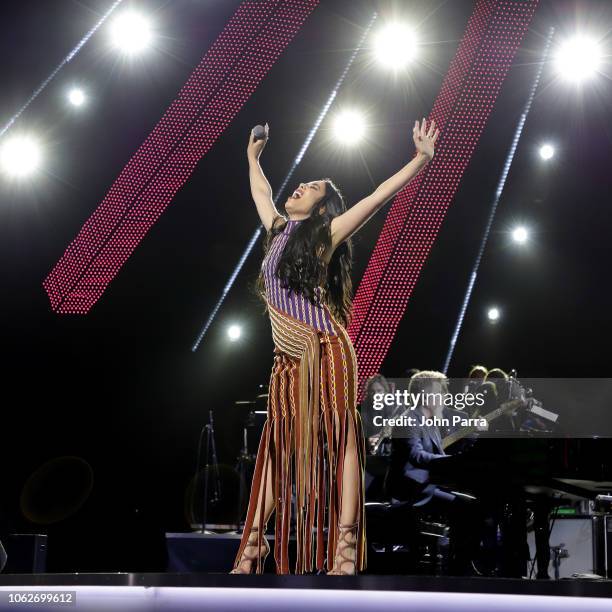 Beatriz Luengo performs onstage at the Person of the Year Gala honoring Mana during the 19th annual Latin GRAMMY Awards at the Mandalay Bay Events...
