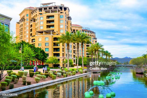 scottsdale canal and waterfront - scottsdale arizona city stock pictures, royalty-free photos & images