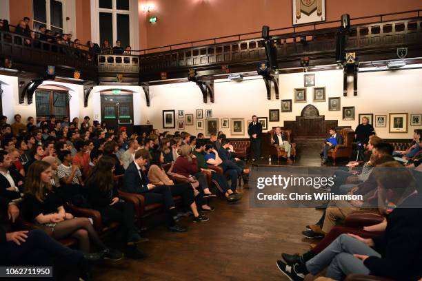 Jordan Peterson addresses students at The Cambridge Union on November 02, 2018 in Cambridge, Cambridgeshire.