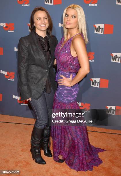 Jessica Simpson and mother Tina Simpson during VH1 Big in '05 - Arrivals at Sony Studios in Culver City, California, United States.