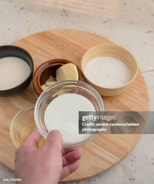 corn starch and other baking ingredients - starch grain stock pictures, royalty-free photos & images