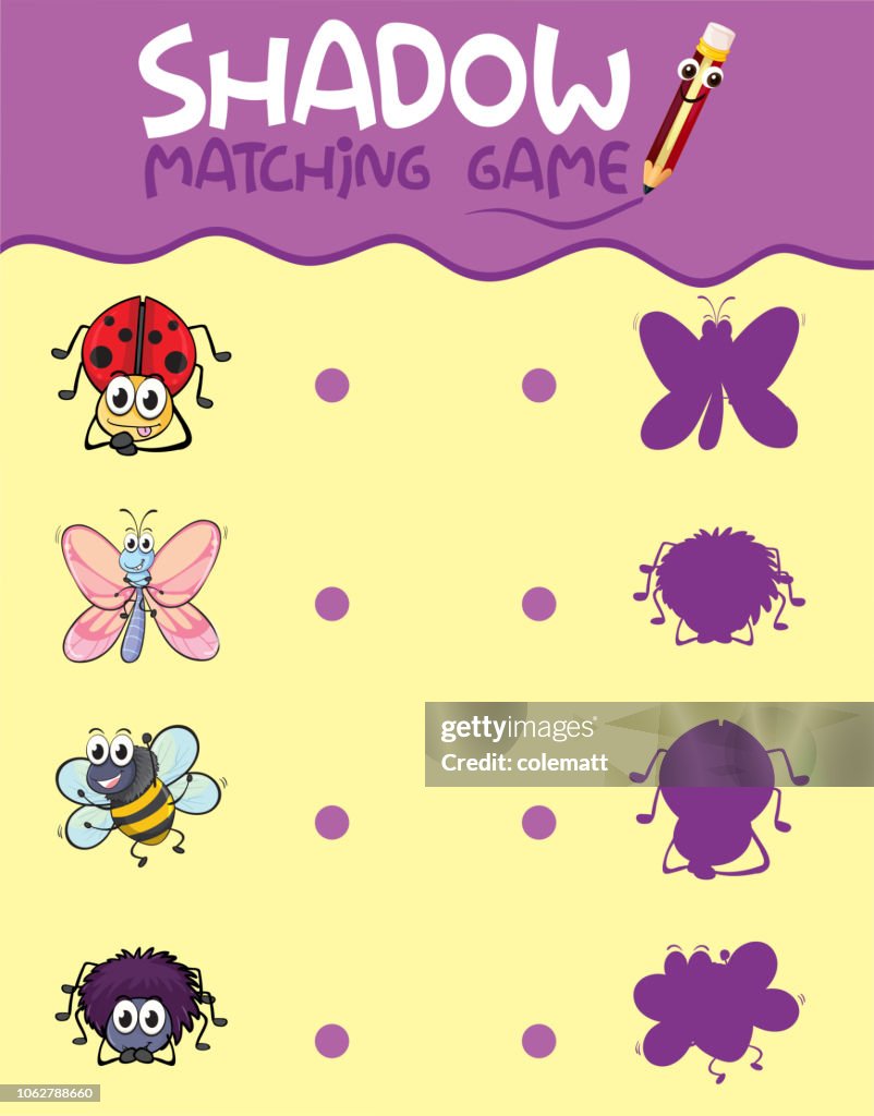 Template Matching Insect Insect Shadow Matching Game Template High-Res Vector Graphic - Getty Images