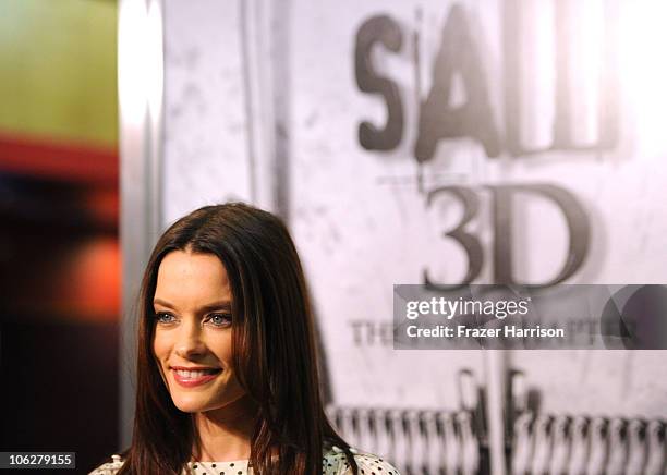 Actress Gina Holden arrives at the special Los Angeles friends and family screening of Lionsgate's "Saw 3D" at the Mann's Chinese 6 on October 27,...