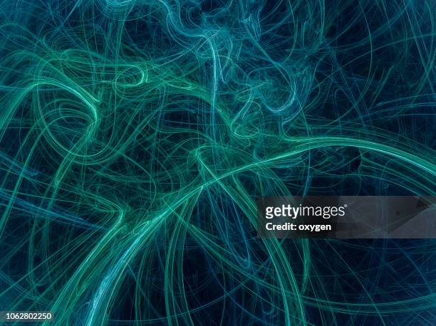 interlacing abstract blue and green curves lines - filament stock pictures, royalty-free photos & images