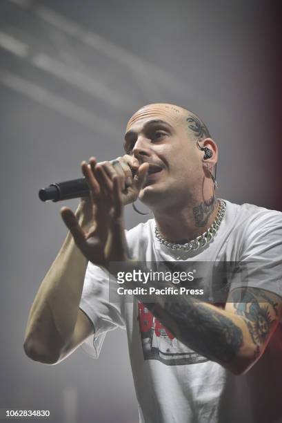 Gemitaiz, pseudonym of Davide De Luca, is an Italian rapper performing live on stage Casa della Musica in Napoli with his Paradise Lost Club Tour...