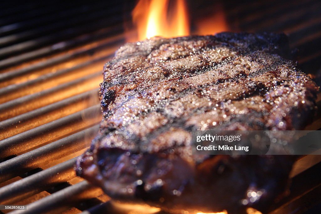 Grilled Steak with Flame