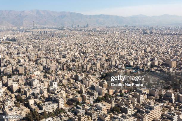 View from a plane window on Tehran, the capital of Iran on September 27, 2018.