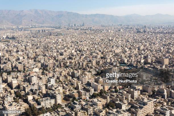 View from a plane window on Tehran, the capital of Iran on September 27, 2018.