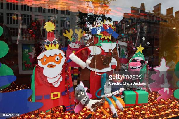 General view of Selfridges as they launch their 2010 Christmas window display on October 28, 2010 in London, England.