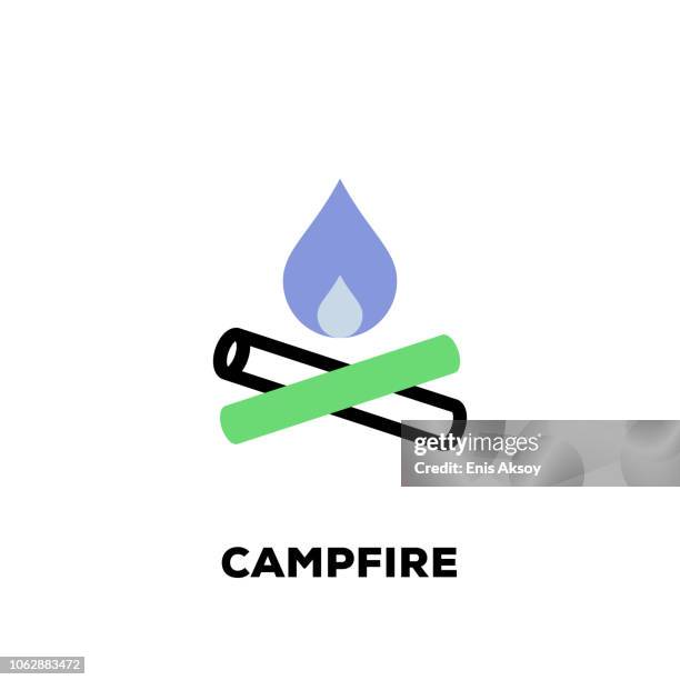 campfire line icon - beach campfire stock illustrations