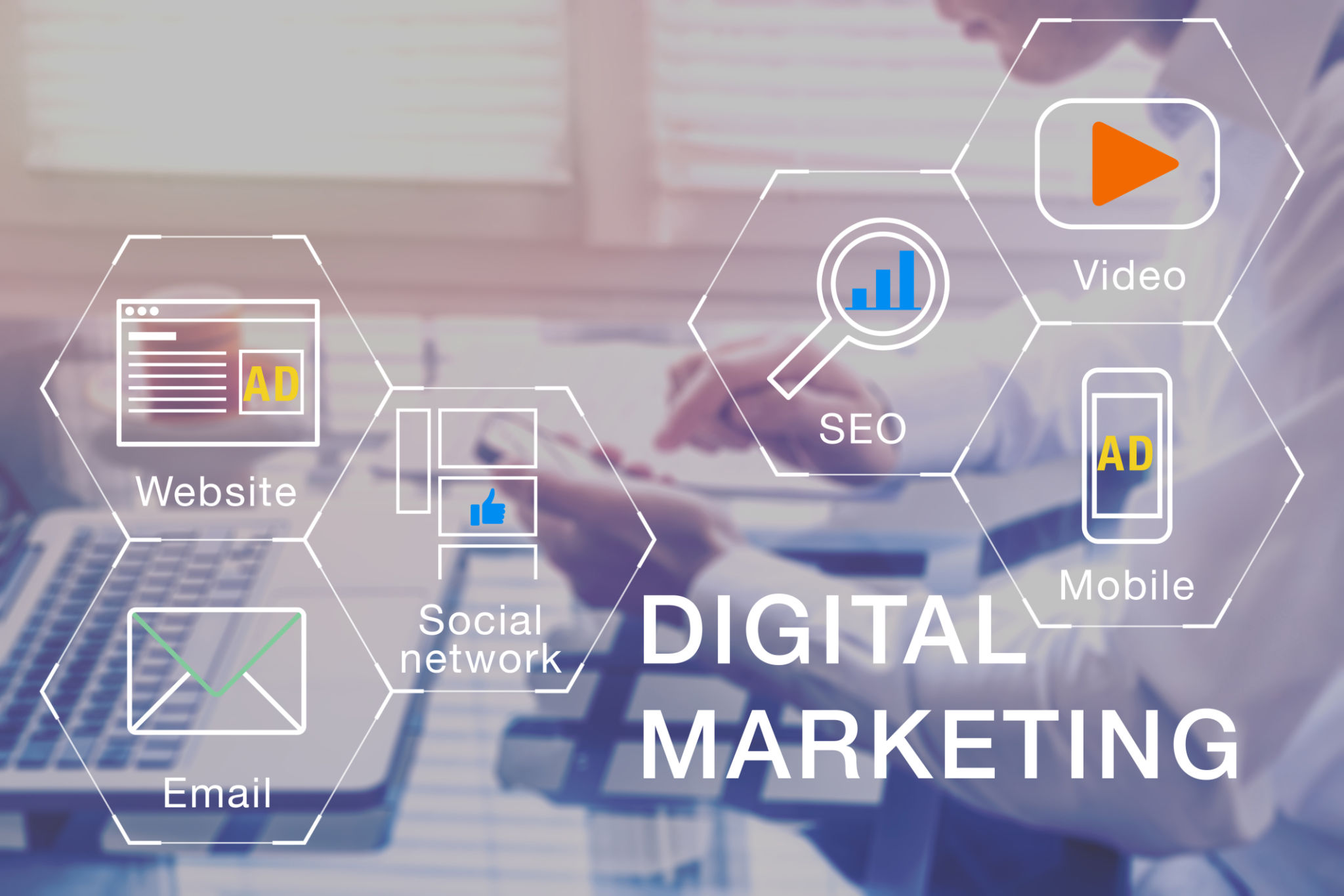 Digital Marketing manager working on social media network, internet website, mobile and email advertisement communication campaign with SEO and pay per click return on investment strategy Digital Marketing manager working on social media network, internet website, mobile and email advertisement communication campaign with SEO and pay per click return on investment strategy