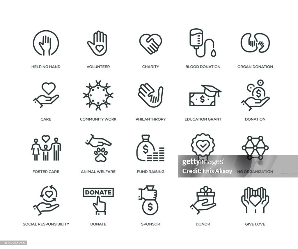Charity and Donation Icons - Line Series