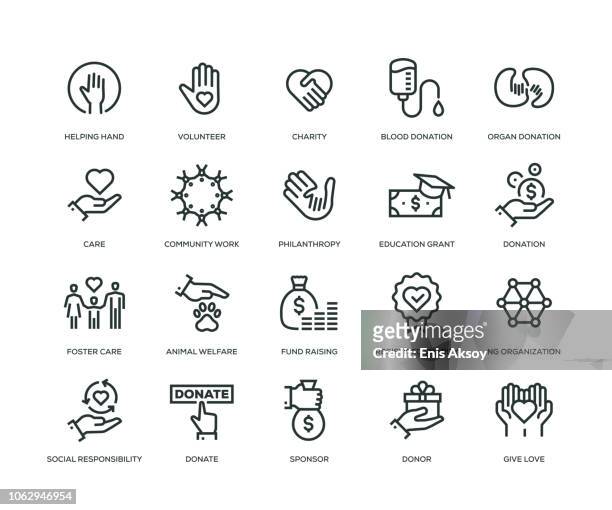 charity and donation icons - line series - customer service icons stock illustrations