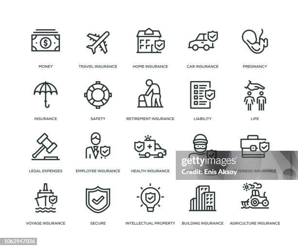 ilustraciones, imágenes clip art, dibujos animados e iconos de stock de iconos de seguros - línea serie - oportunidad