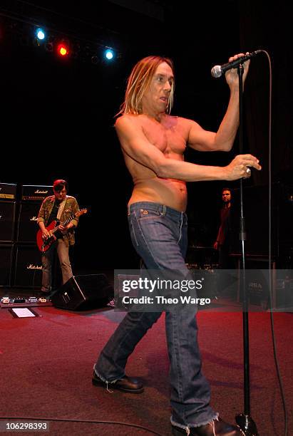 Ron Asheton and Iggy Pop of The Stooges during Iggy Pop and The Stooges Perform at United Palace Theatre in New York City at United Palace Theatre in...