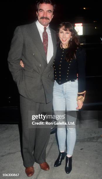 Tom Selleck and Jillie Mack during Tom Selleck and Jillie Mack Sighted at Spago Restaurant at Spago Restaurant in West Hollywood, California, United...