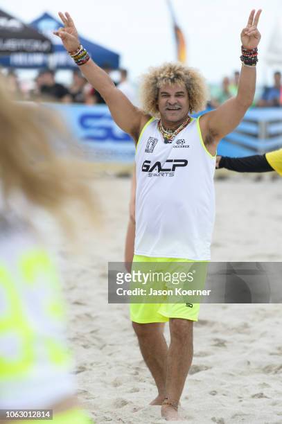 Carlos "El Pibe" Valderrama the 2018 World Futbol Gala - Celebrity Beach Soccer Match presented by GACP Sports and Sports Illustrated Swimsuit at...
