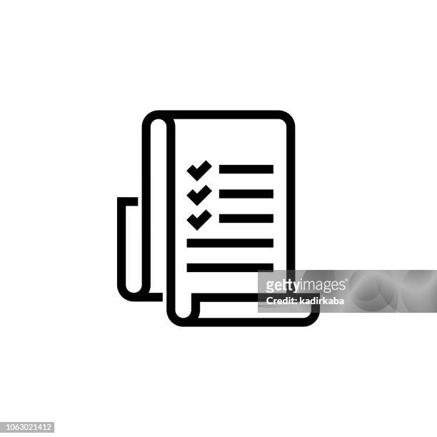 wish list line icon - note pad on table stock illustrations