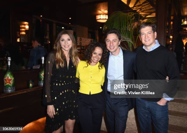 Sarah Chalke, Judy Reyes, Zach Braff and Bill Lawrence attend the Heineken Green Room during Vulture Festival presented by AT&T at Hollywood...