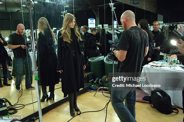 Model Backstage at Karl Lagerfeld during Olympus Fashion Week Fall 2006 - Karl Lagerfeld - Backstage at 547 West 26th Street in New York City, New...