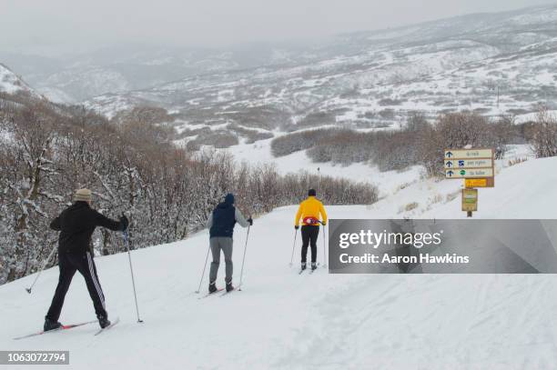 cross country skiing - soldier hollow - midway utah stock pictures, royalty-free photos & images