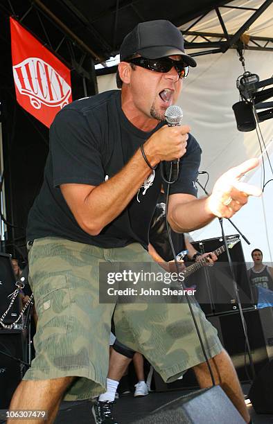 Jim Lindberg of Pennywise performs on stage during opening day of the Vans Warped Tour 2007 at the Fairplex in Pomona, California on June 29, 2007.
