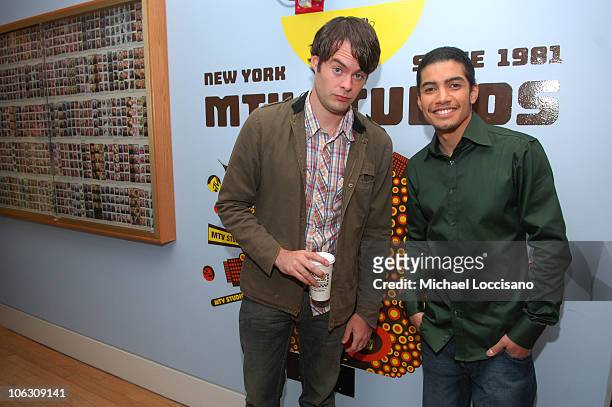 Actors Bill Hader and Rick Gonzalez pose after Rick appeared on MTV's "Sucker Free" at MTV Studios in New York City's Times Square on August 21,...