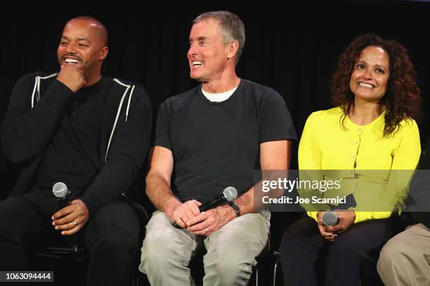 Donald Faison, John C. McGinley, and Judy Reyes attend 'Scrubs Reunion' during Vulture Festival presented by AT&T at Hollywood Roosevelt Hotel on...