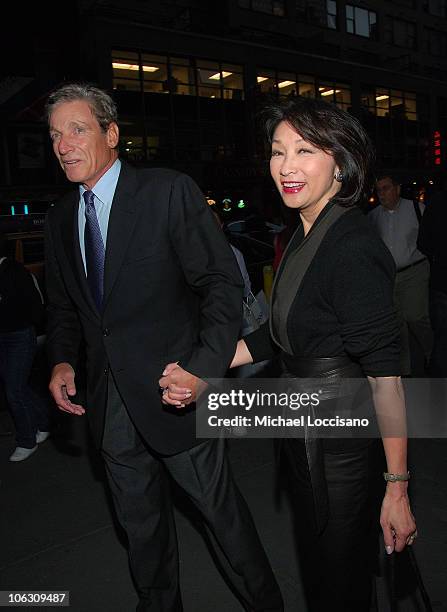 Correspondents and husband/wife Maury Povich and Connie Chung arrive to a special NY screening of "Feast of Love" outside the Dolby 88 Screening Room...