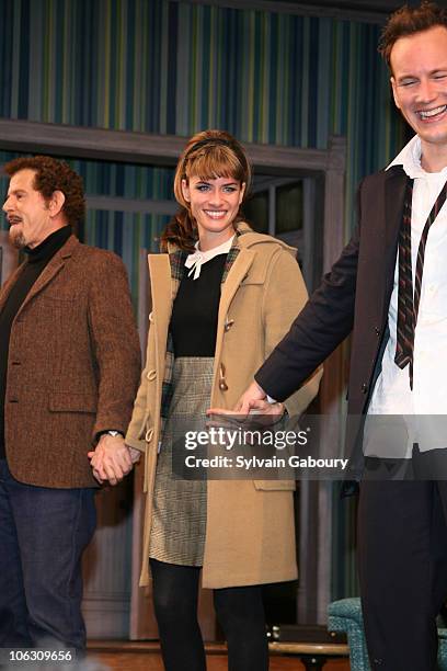 Tony Roberts, Amanda Peet and Patrick Wilson during "Barefoot in the Park" Curtain Call at Cort Theater in New York, New York, United States.
