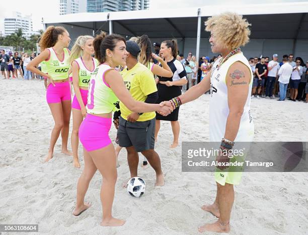 Carlos Valderrama plays in the 1st Annual Celebrity Beach Soccer Presented By GACP Sports & Sports Illustrated at W South Beach on November 17, 2018...