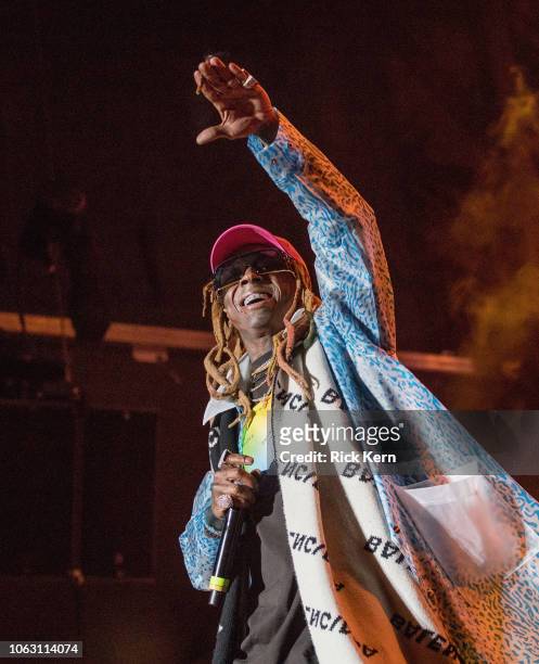 Rapper Lil Wayne performs onstage during Travis Scott's inaugural Astroworld Festival at NRG Park on November 17, 2018 in Houston, Texas.