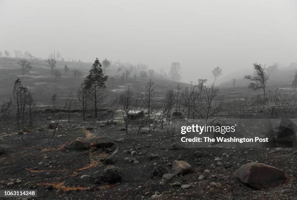 The scene of destruction after the Camp Fire on November 15, 2018 in Paradise, Ca. Most of Paradise, California has been destroyed by the Camp Fire...