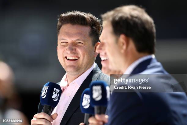 Graeme Smith commentates for Fox Cricket during game one of the Gillette One Day International series between Australia and South Africa at Optus...