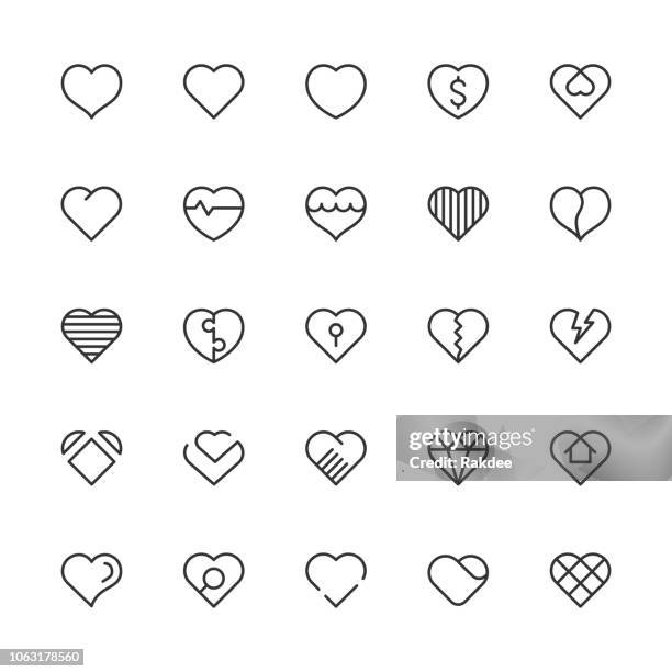 ilustrações, clipart, desenhos animados e ícones de ícones de coração - série linha clara - valentines day home