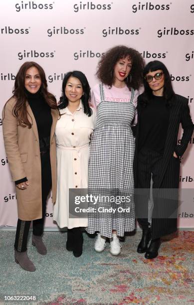 Lavinia Errico, Shan-Lyn Ma, Jerico Mandybur and Norma Kamali attend Girlboss Rally NYC 2018 at Knockdown Center on November 17, 2018 in Maspeth, New...