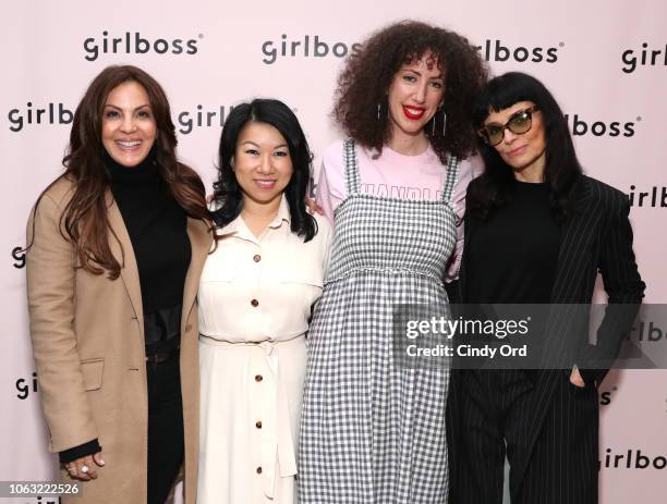 Lavinia Errico, Shan-Lyn Ma, Jerico Mandybur and Norma Kamali attend Girlboss Rally NYC 2018 at Knockdown Center on November 17, 2018 in Maspeth, New...