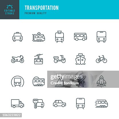 Transporte - conjunto de iconos de vector de línea Transporte - conjunto de iconos de vector de línea