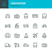 Transportation - set of line vector icons
