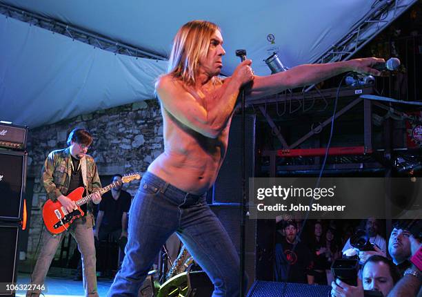 Ron Asheton and Iggy Pop of The Stooges during 21st Annual SXSW Film and Music Festival - The Stooges at Stubbs at Stubb's in Austin, Texas, United...