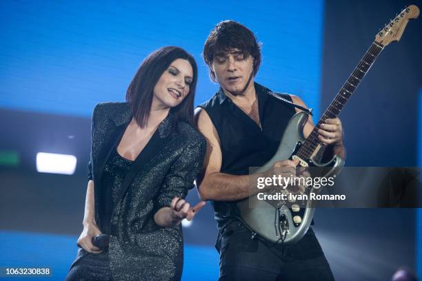 The italian singer Laura Pausini performs for her 'Fatti Sentire Worldwide Tour' at Palasele of Eboli on September 25, 2018 in Eboli, Italy. Laura...