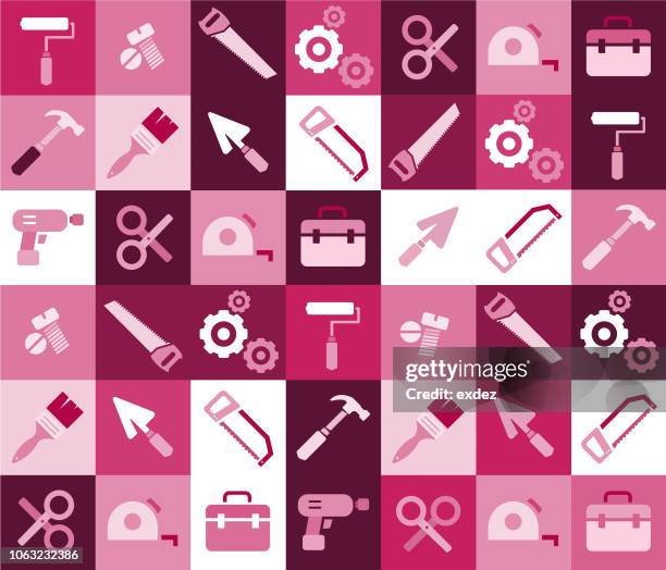 engineering tools icon set - chisel stock illustrations