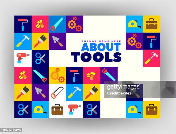 construction tools icons for cover design - hammer and chisel stock illustrations