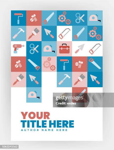construction tools icons for cover design - hammer and chisel stock illustrations