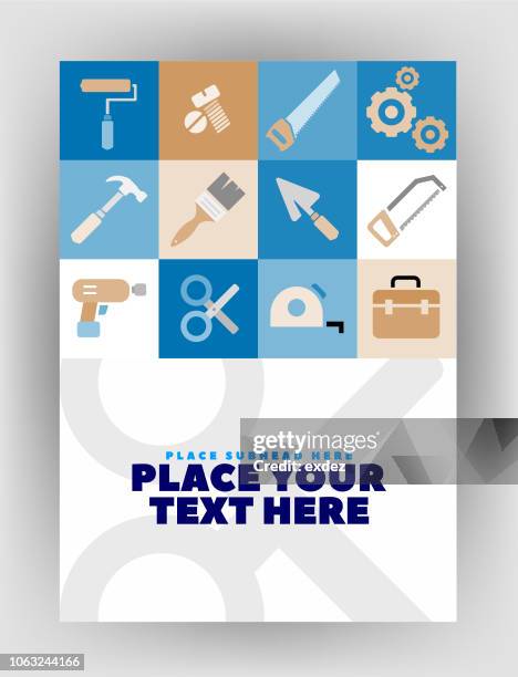 construction tools icons for cover design - hammer and chisel stock illustrations